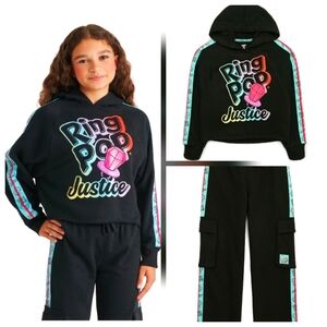 Justice Girl's Ring Pop Bazooka Collab 2 Piece Set (Hoodie/Sweatpant) - *NWT*